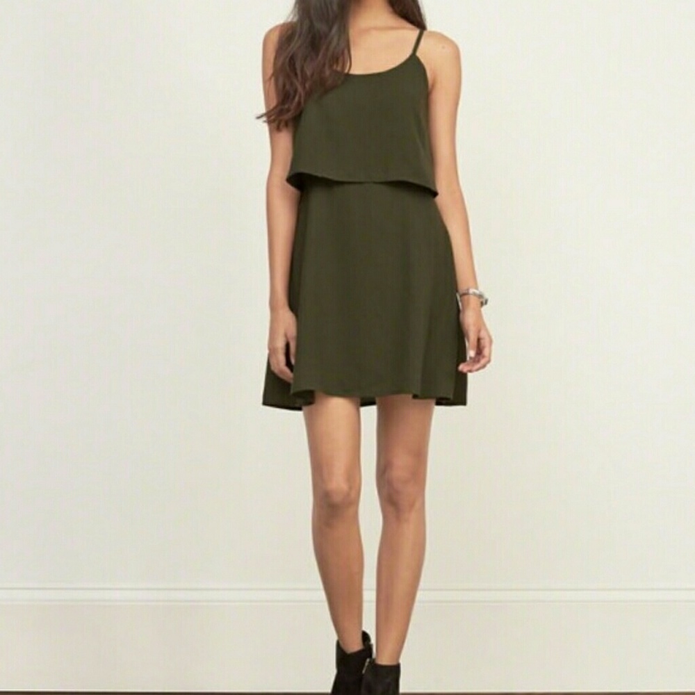 Olive green layered dress