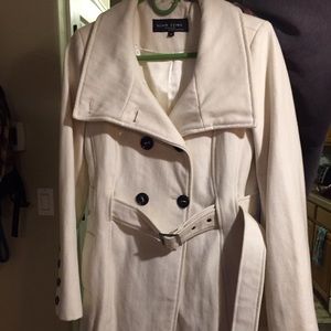 Black Rivet Wool Trench Coat/Peacoat. Medium.