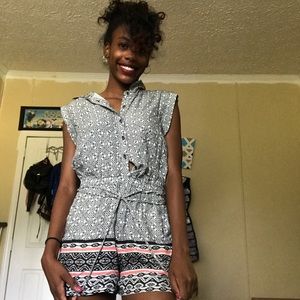 Black, white, and pink romper