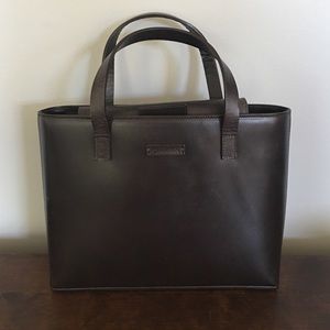 Brown leather handbag
