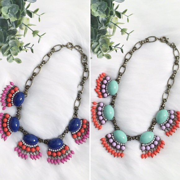 "Mollie" Necklace || Navy Fan Fringe Statement - Picture 4 of 6