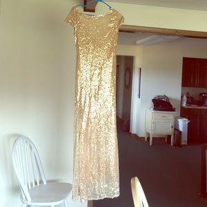 Gold long sequin dress