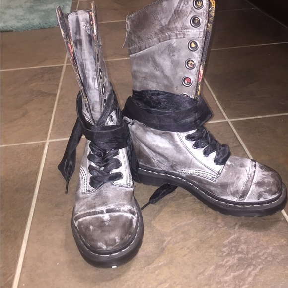 Dr Martens Gray Floral Triumph Boots