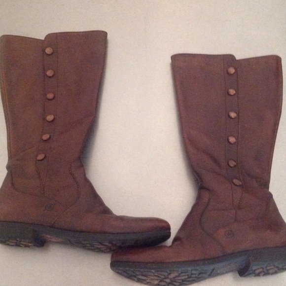 Born Leather upper flat boots with button details - Picture 1 of 1