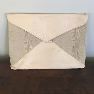 Beige leather clutch