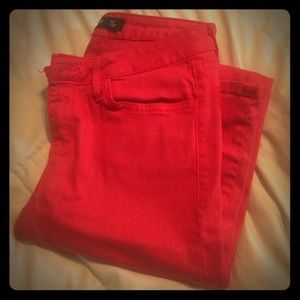 Red skinny jeans