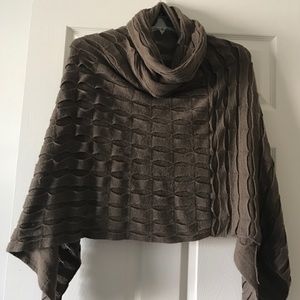 Brown turtleneck poncho