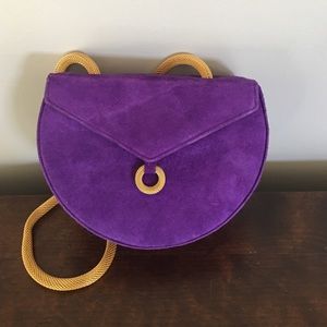 Purple suede evening bag