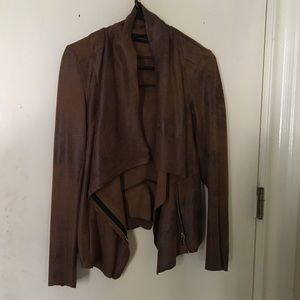 Zara Suede Effect Drape Front Jacket