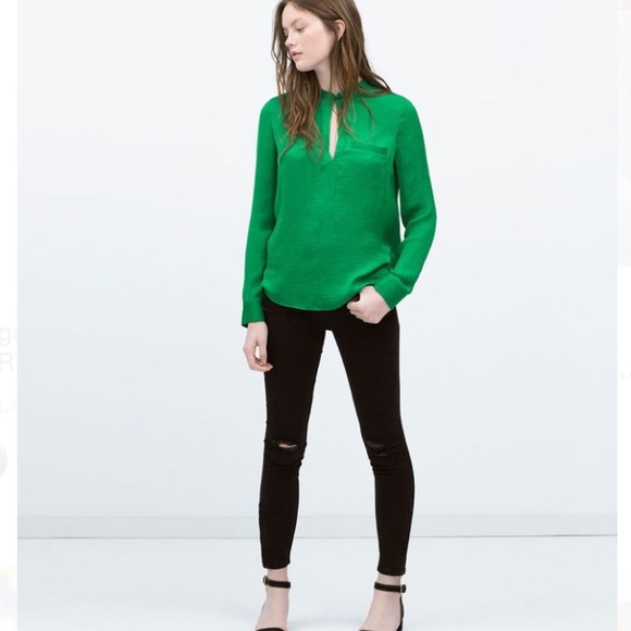 Zara Trafuluc Emerald Green Blouse