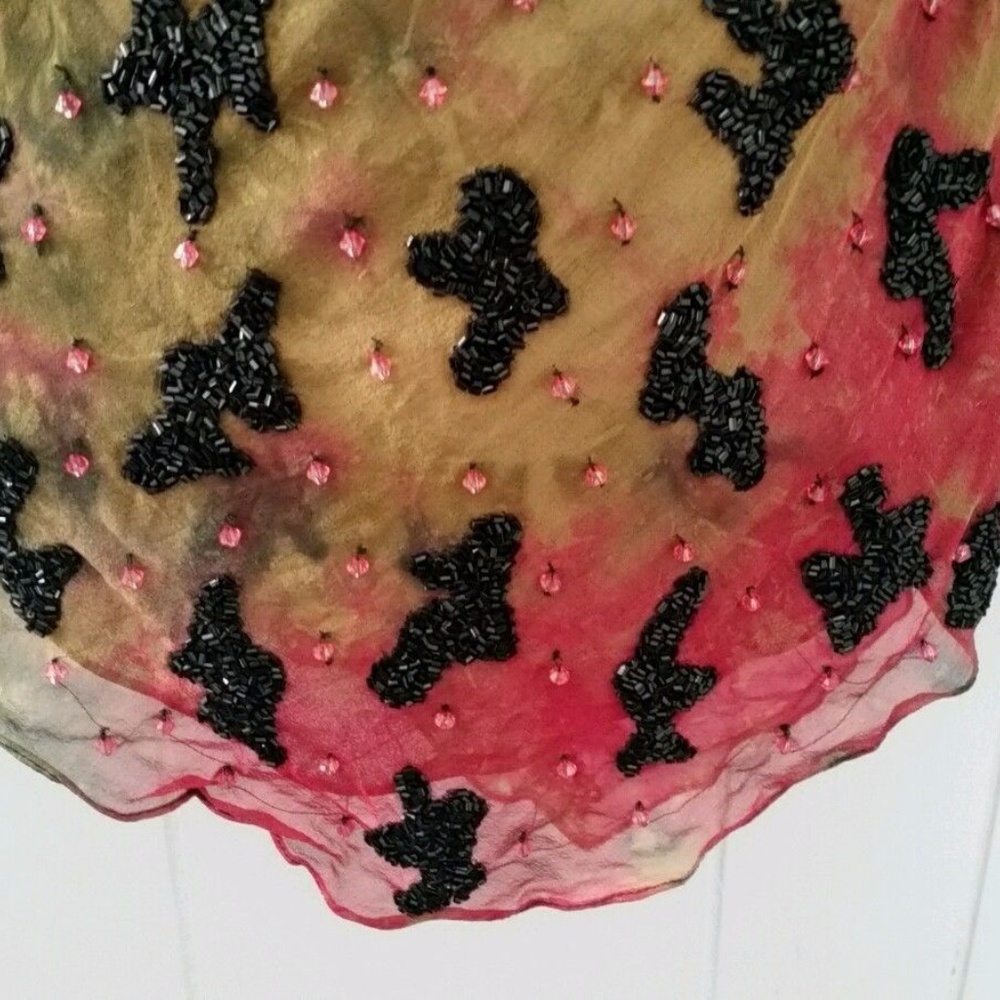 Vintage AFTERSHOCK Hand-Beaded Silk Top, sz S - Picture 4 of 6