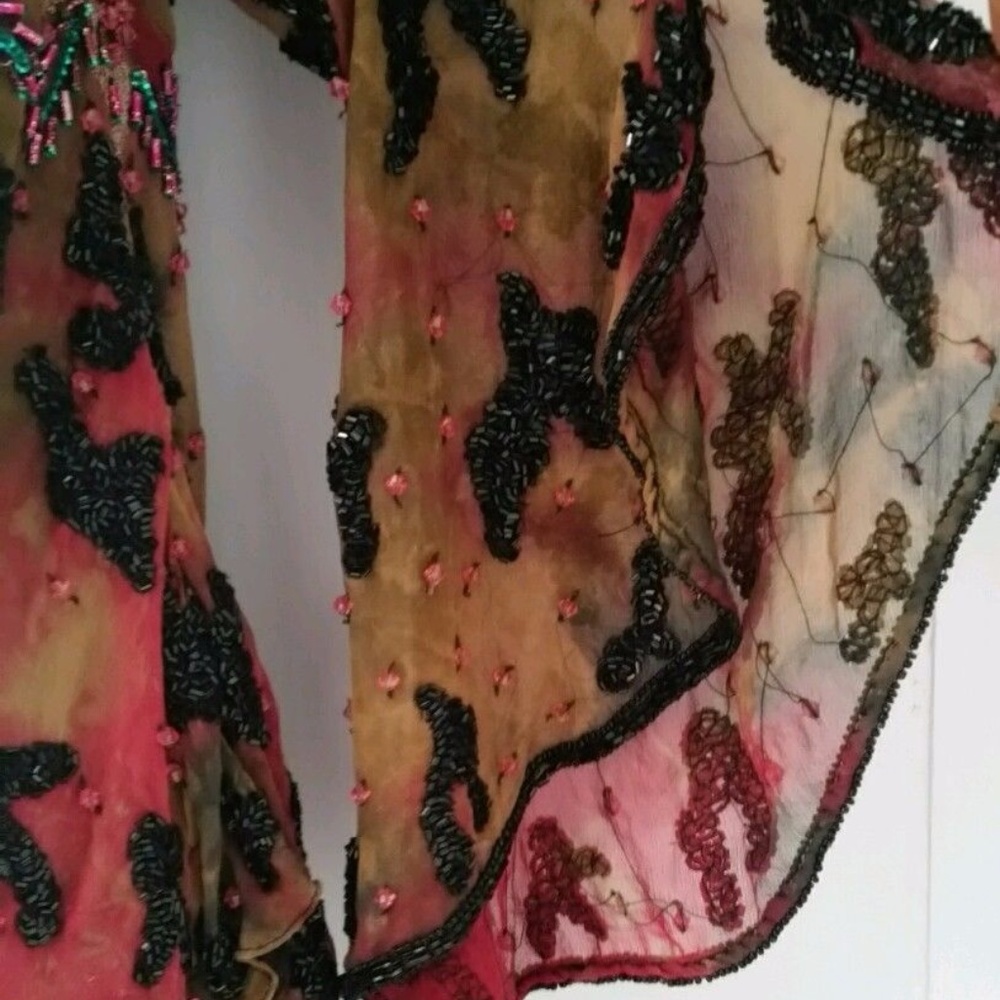 Vintage AFTERSHOCK Hand-Beaded Silk Top, sz S - Picture 5 of 6