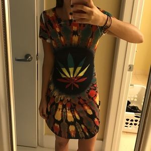 Jamaican coloured marijuana leaf dress