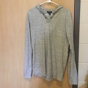 Grey and White Striped Hoodie