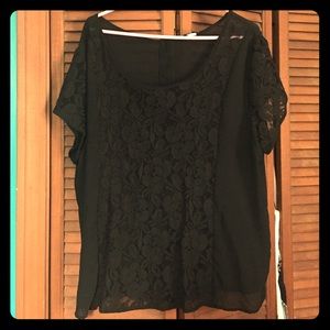 Black lace flower pattern Tee