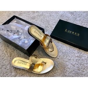 BNWT Ralph Lauren Kalana Gold Sandals