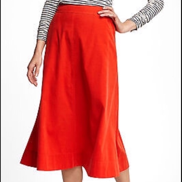 Anthropologie Red A-Line Midi Skirt
