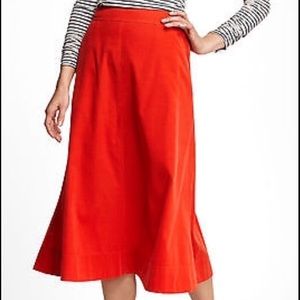 Anthropologie Red A-Line Midi Skirt