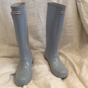 Hunter gray/blue rain boots