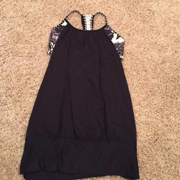 Black and flower athletic tank top