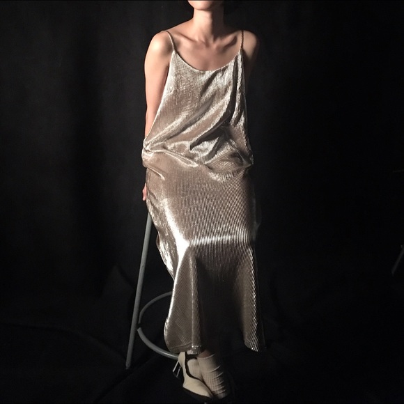 Urban Outfitters Silver Midi Slip Dress - Picture 2 of 4