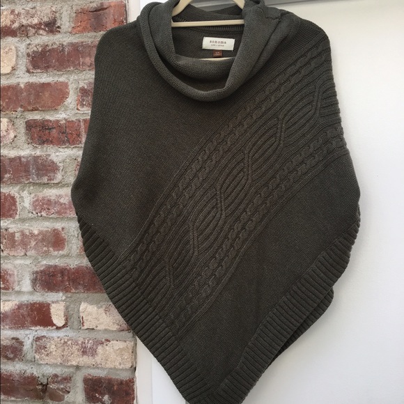 Olive cowl neck cape sweater