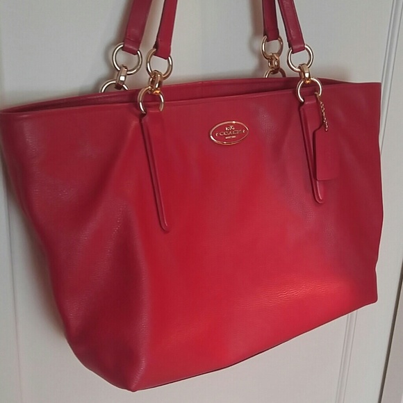 Coach Red Leather Tote