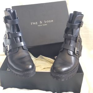 Rag and Bone black buckle boots
