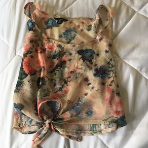 Floral tie crop top