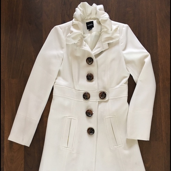 XOXO Ruffle Collar Peacoat, Ivory, size M