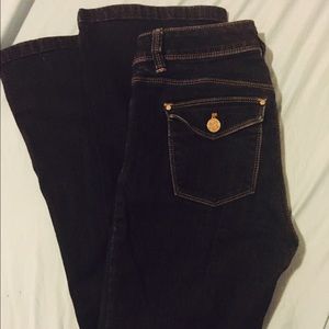 White House Black Market skinny flare blue denim.