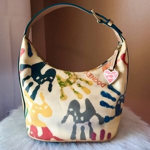 🎨 Dooney & Bourke Handprint Leather  Bucket Bag