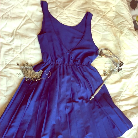 Blue Pleated Dress