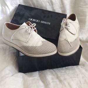 Giorgio Armani authentic white leather bucks