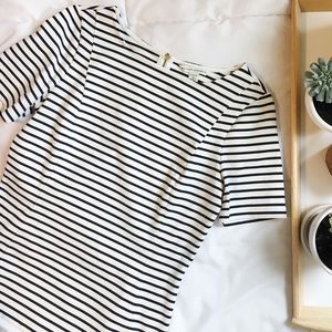 Structured striped blouse with gold zipper detail