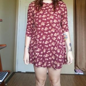 Burgandy floral swing/ shift dress