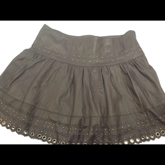 🌼🌼Orna Farho Chocolate Brown Leather Skirt S 6/8