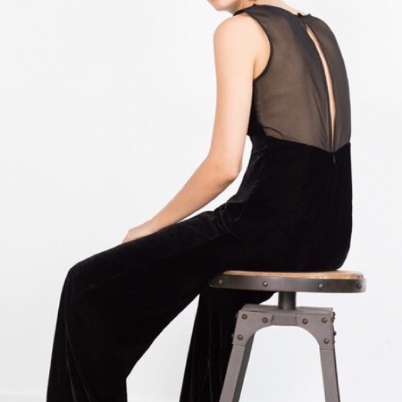 Zara black velvet jumpsuit