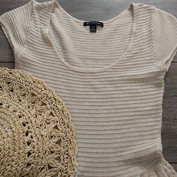 +AMERICAN EAGLE+ Gold cream glitter knit dress - Picture 3 of 3