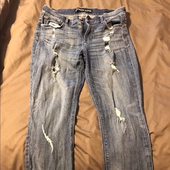 Express distressed skinny jeans