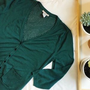 3/4 sleeve dark teal cardigan