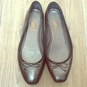 Authentic YSL gunmetal ballet flats