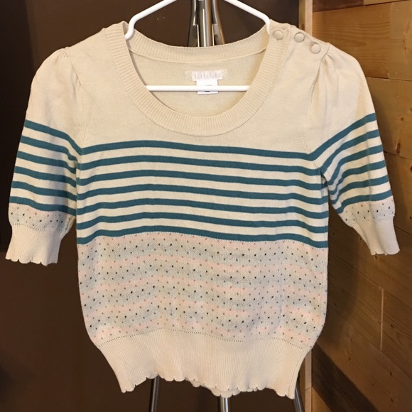 Cream and multi-colored sweater