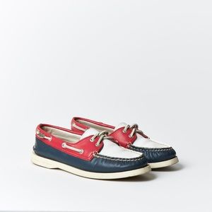 Sperry Original Boat Shoe, Red,White, Blue Leather
