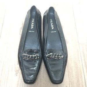 Authentic Patent Leather Prada Flats with Chains