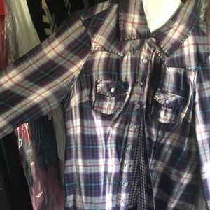Guess plaid cowboy shirt