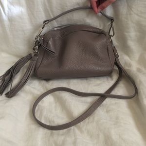 Grey pebbled leather handbag