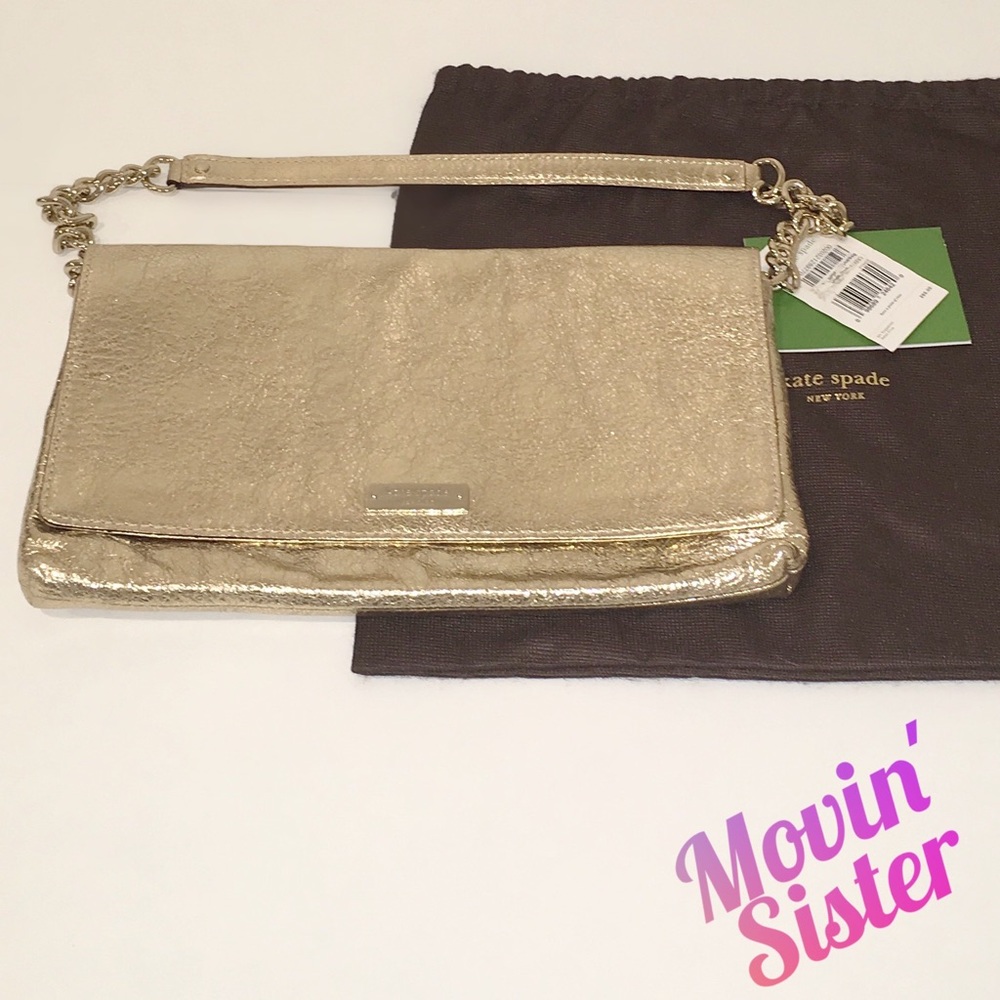 Kate Spade Robin Shimmer Clutch, Gold Coast, NWT!