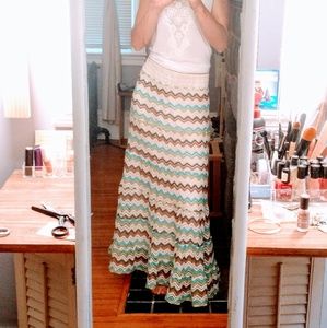 Long knit boho skirt