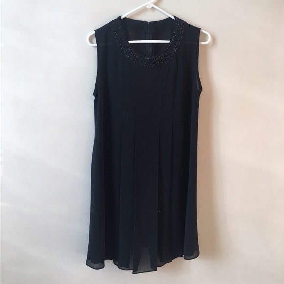 Little Black Dress Rhinestone Neck With Pleats